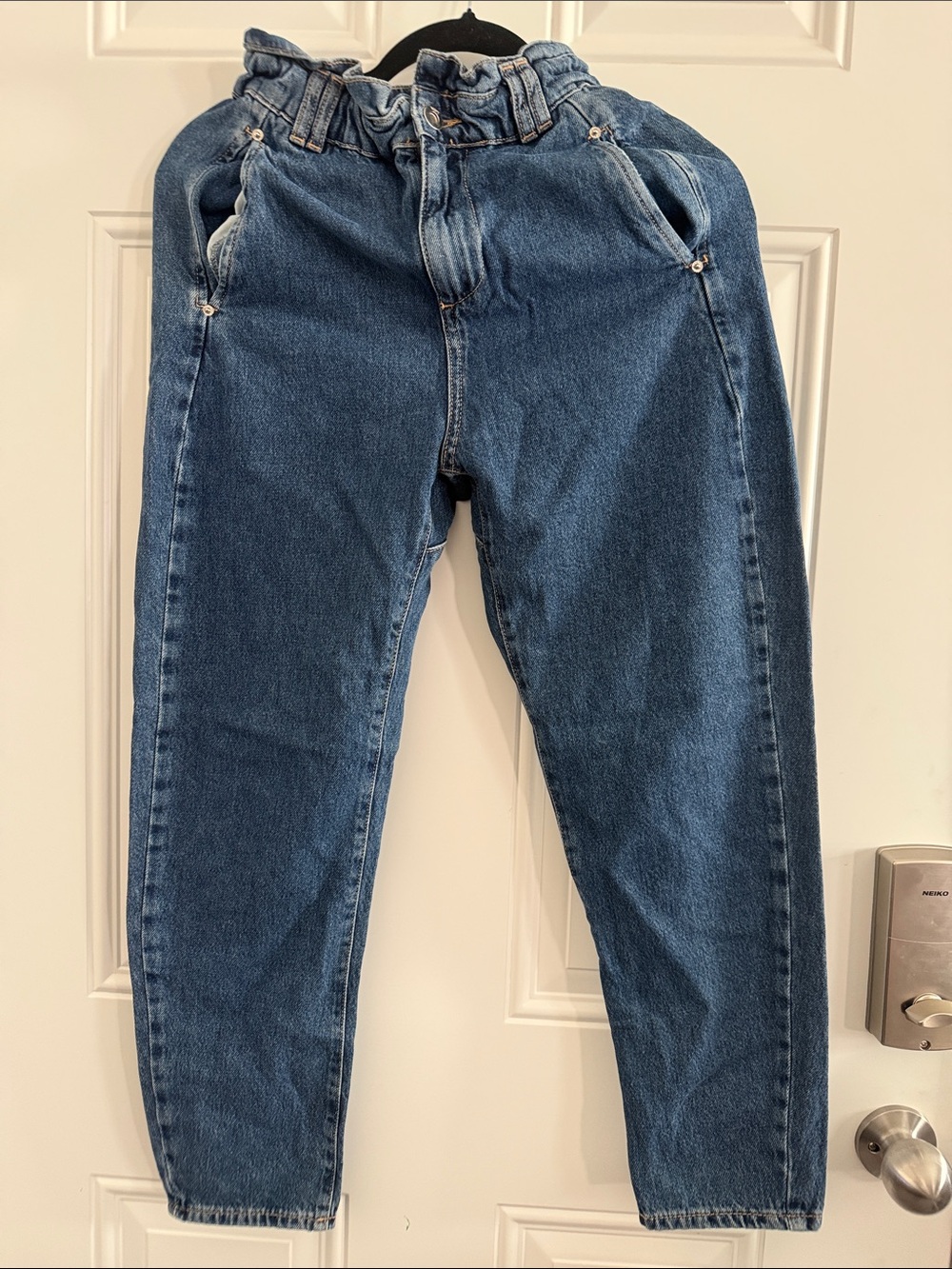 Zara Blue Elastic Waist Denim Pants